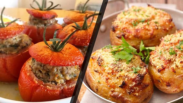 Tomates et pommes de terre farcies