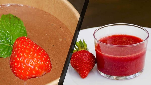 Mousse au chocolat et son coulis de fraise