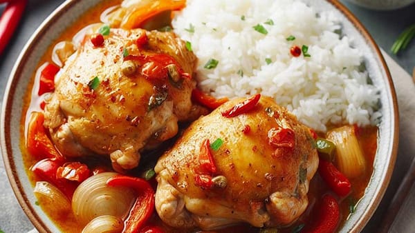 Poulet basquaise et riz