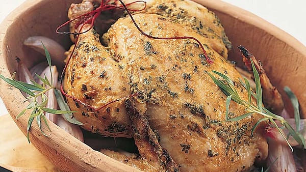 Poulet à l’estragon accompagné de purée de pommes de terre